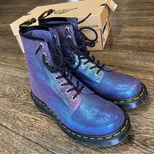 Dr. Martens Women’s 1460 Rainbow Ray Boots - iridescent purple blue